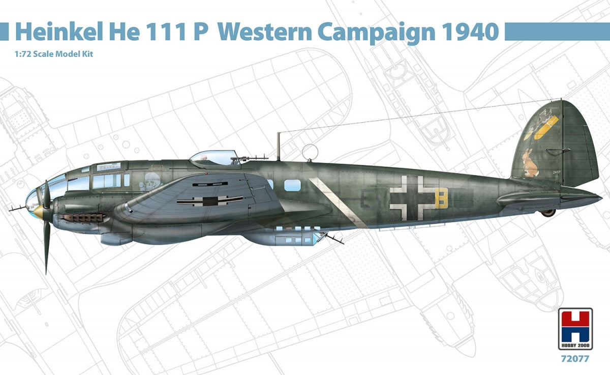 Hobby 2000 72077 Heinkel He 111 P Campagne de l'Ouest 1940 (HASEGAWA + CARTOGRAF + MASQUES + IMPRESSION 3D) 1/72