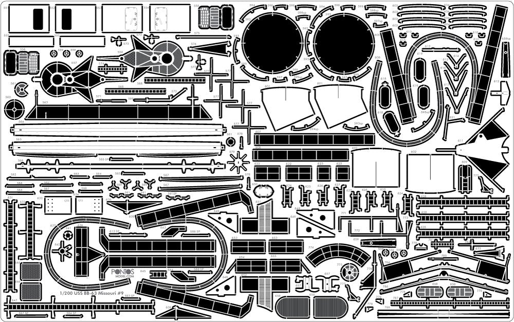Pontos 23003F1 USS BB-63 Missouri 1945 Ensemble de détails (Pont en bois teinté bleu 20B) (1/200)  – image 14