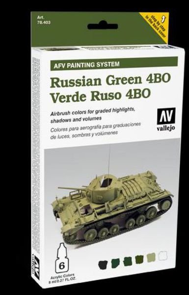 Vallejo 78403 Vert russe 4BO Système de peinture pour véhicules blindés 6 x 8 ml