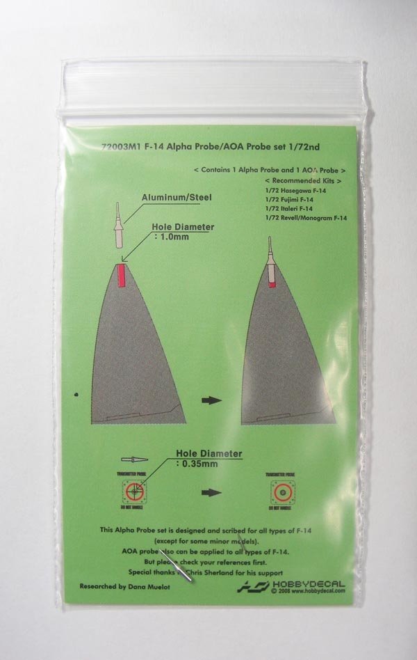 HobbyDecal MT72003V1 Kit de tubes Pitot pour F-14, échelle 1/72