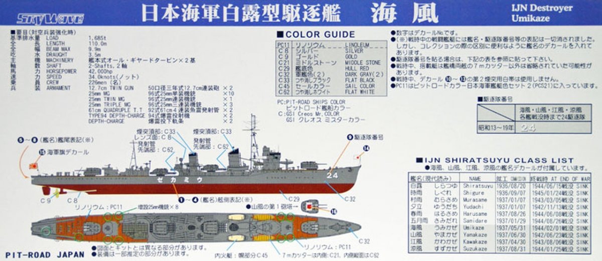 Maquette Pit-Road W138 du destroyer japonais Umikaze avec pièces de coque au 1/700 – Bild 3
