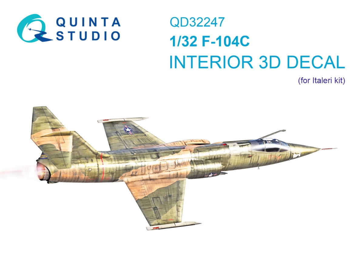 Intérieur imprimé en 3D et coloré sur papier décalcomanie Quinta Studio QD32247 F-104C (Italeri) 1/32