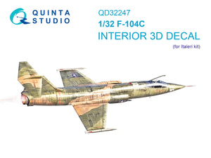 Intérieur imprimé en 3D et coloré sur papier décalcomanie Quinta Studio QD32247 F-104C (Italeri) 1/32