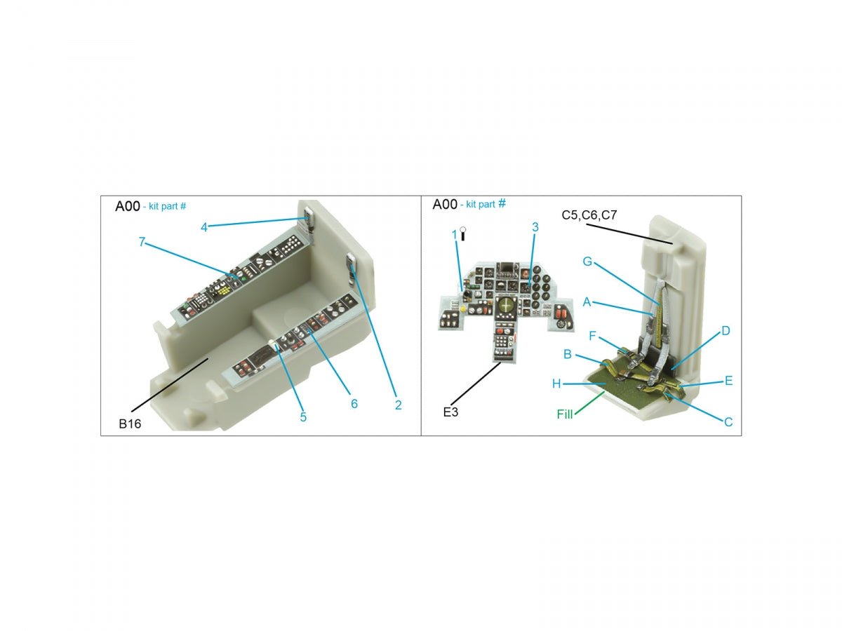 Intérieur imprimé en 3D et coloré sur papier décalcomanie Quinta Studio QD72136 Mitsubishi F-1 (Hasegawa) 1/72 – image 2
