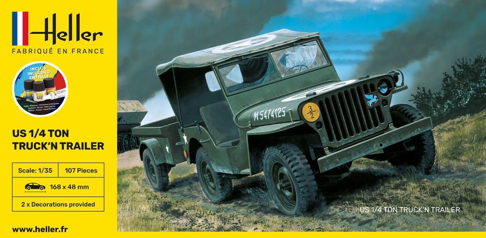 Kit de démarrage Heller 57105 pour camion et remorque US 1/4 tonne 1/35