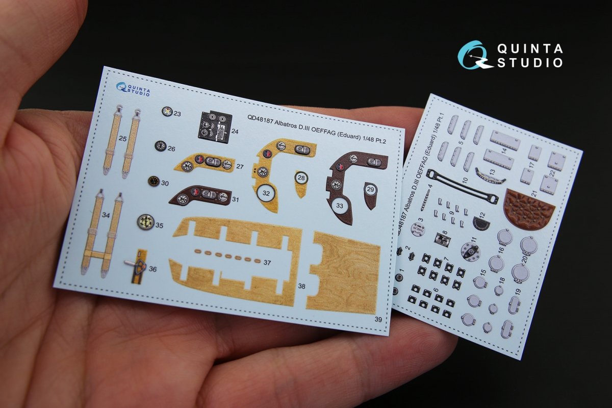 Intérieur imprimé en 3D et coloré sur papier décalcomanie Quinta Studio QD48187 Albatros D.III OEFFAG (pour kit Eduard) 1/48  – immagine 2