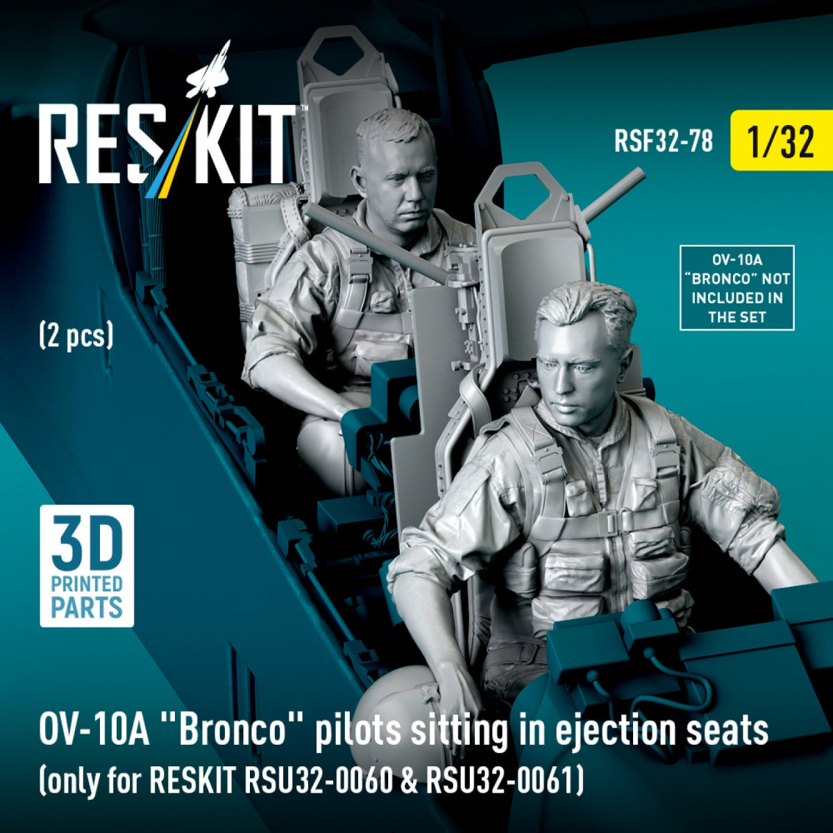 RESKIT RSF32-0078 Pilotes d&amp;#39;OV-10A « Bronco » assis dans des sièges éjectables (2 pièces) (uniquement pour RESKIT RSU32-0060 et RSU32-0061) (Impression 3D) 1/32 – Bild 2