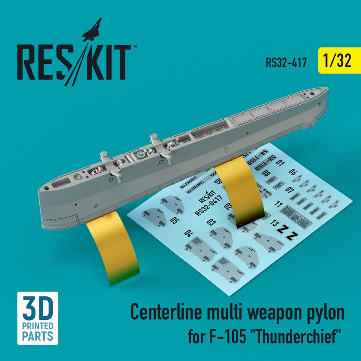 RESKIT RS32-0417 Pylône d&amp;#39;armement multiple central pour F-105 « THUNDERCHIEF » (imprimé en 3D) 1/32
