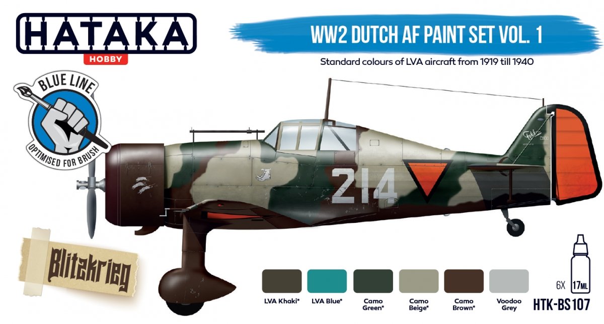 Hataka BS107 WW2 Kit de peinture néerlandais AF Vol. 1 coffret 6x17 ml