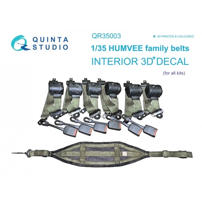 Courroies pour la famille HUMVEE de Quinta Studio QR35003, imprimées en 3D et colorées sur papier décalcomanie (tous les kits) 1/35