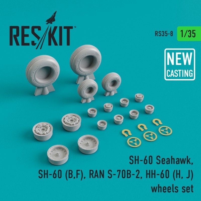 RESKIT RS35-0008 SH-60 Seahawk, SH-60 (B,F) RAN S-70B-2, HH-60 (H, J) wheels set (NEW CASTING) 1/35