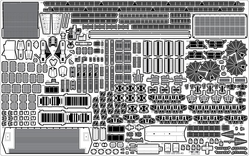 Pontos 35016F1 Ensemble de détails pour LPD de classe USS San Antonio (1/350) – imagen 14