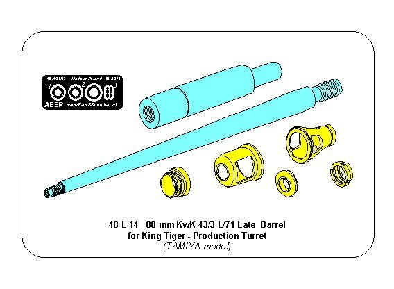 Canon Aber 48L-14 pour canon allemand de 8,8 cm Kw.K 43/3 (L/71) utilisé sur la tourelle de production du char King Tiger