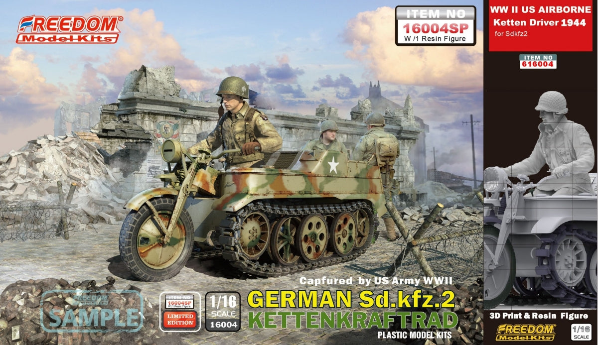 Freedom 16004SP SDKFZ-2 Capfured par l'armée américaine / AIR BORNE 1944 Seconde Guerre mondiale 1/16
