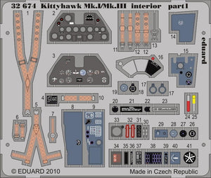 Eduard 32674 Kittyhawk Mk. Je/Mc. III intérieur SA 1/32 Hasegawa