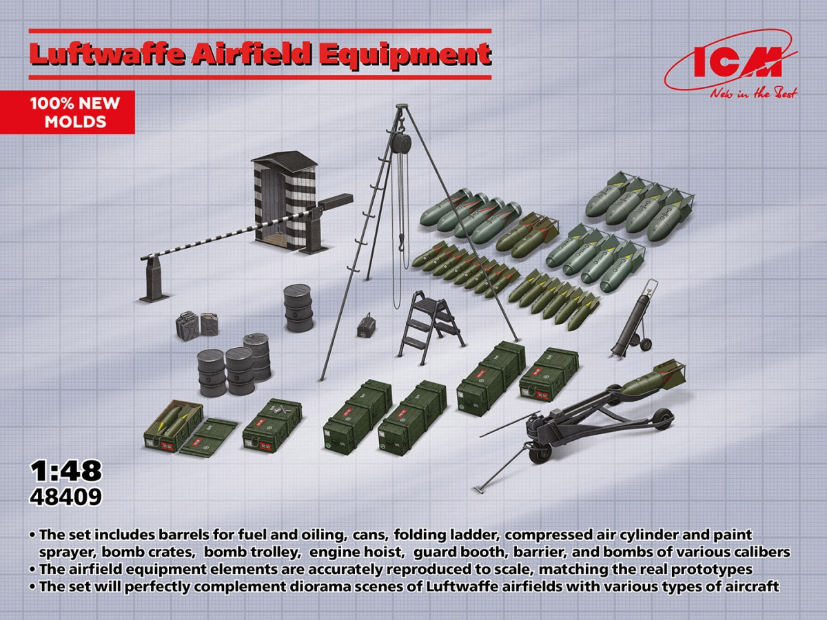 ICM 48409 Équipement de terrain d&amp;#39;aviation de la Luftwaffe 1/48