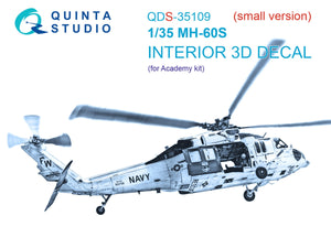 Quinta Studio QDS-35109 MH-60S 3D-Printed &amp;amp; coloured Interior on decal paper (Academy) (small version) 1/35