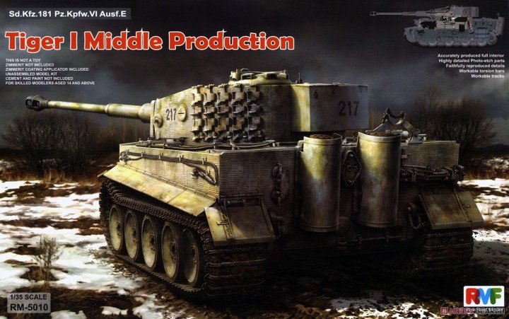 Modèle de champ de seigle 5010 Sd.Kfz. 181 Pz.kpfw.VI Ausf. E Tiger I Production intermédiaire avec intérieur complet 1/35