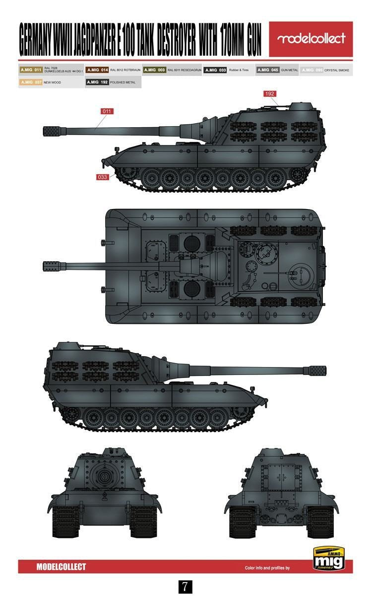Modelcollect UA72116 Germany WWII Jagdpanzer E-100 Tank Destroyer with 170mm Gun 1/72 – zdjęcie 3