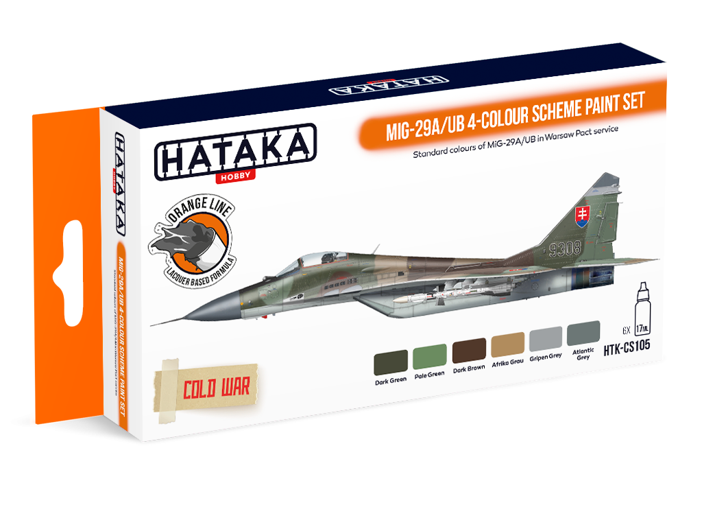 Kit de peinture Hataka HTK-CS105 MiG-29A/UB à 4 couleurs (6 x 17 ml)