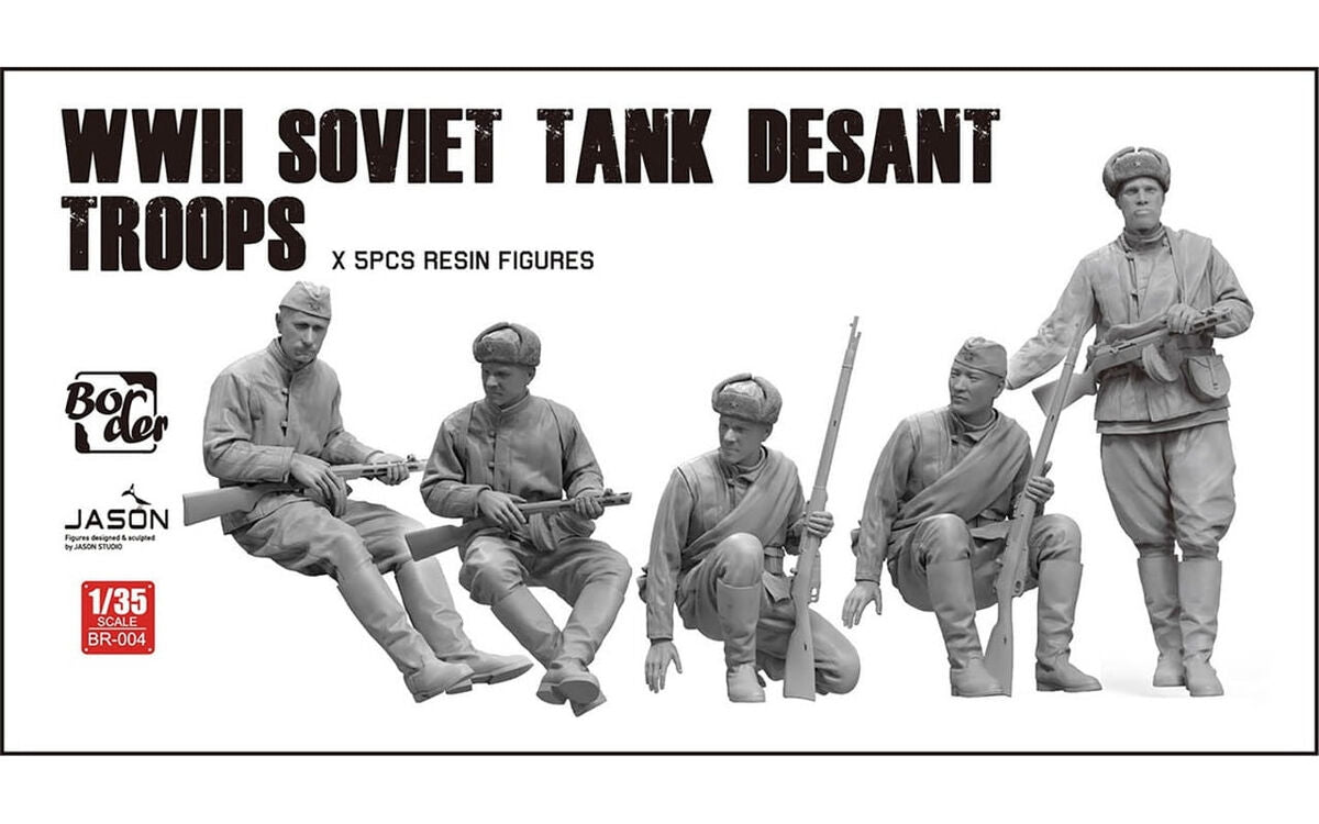 Border Model BR-004 Troupes de débarquement de chars soviétiques de la Seconde Guerre mondiale (5 figurines en résine) 1/35