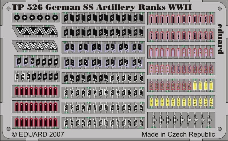 Eduard TP526 Grades d&amp;#39;artillerie SS allemands Seconde Guerre mondiale 1/35