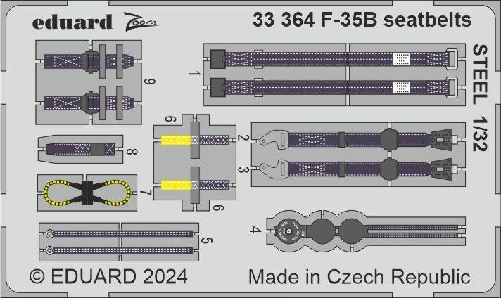 Ceintures de sécurité Eduard 33364 F-35B STEEL TRUMPETER 1/32