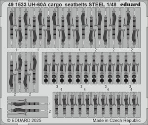 Ceintures de sécurité cargo Eduard 491533 UH-60A en acier ICM 1/48