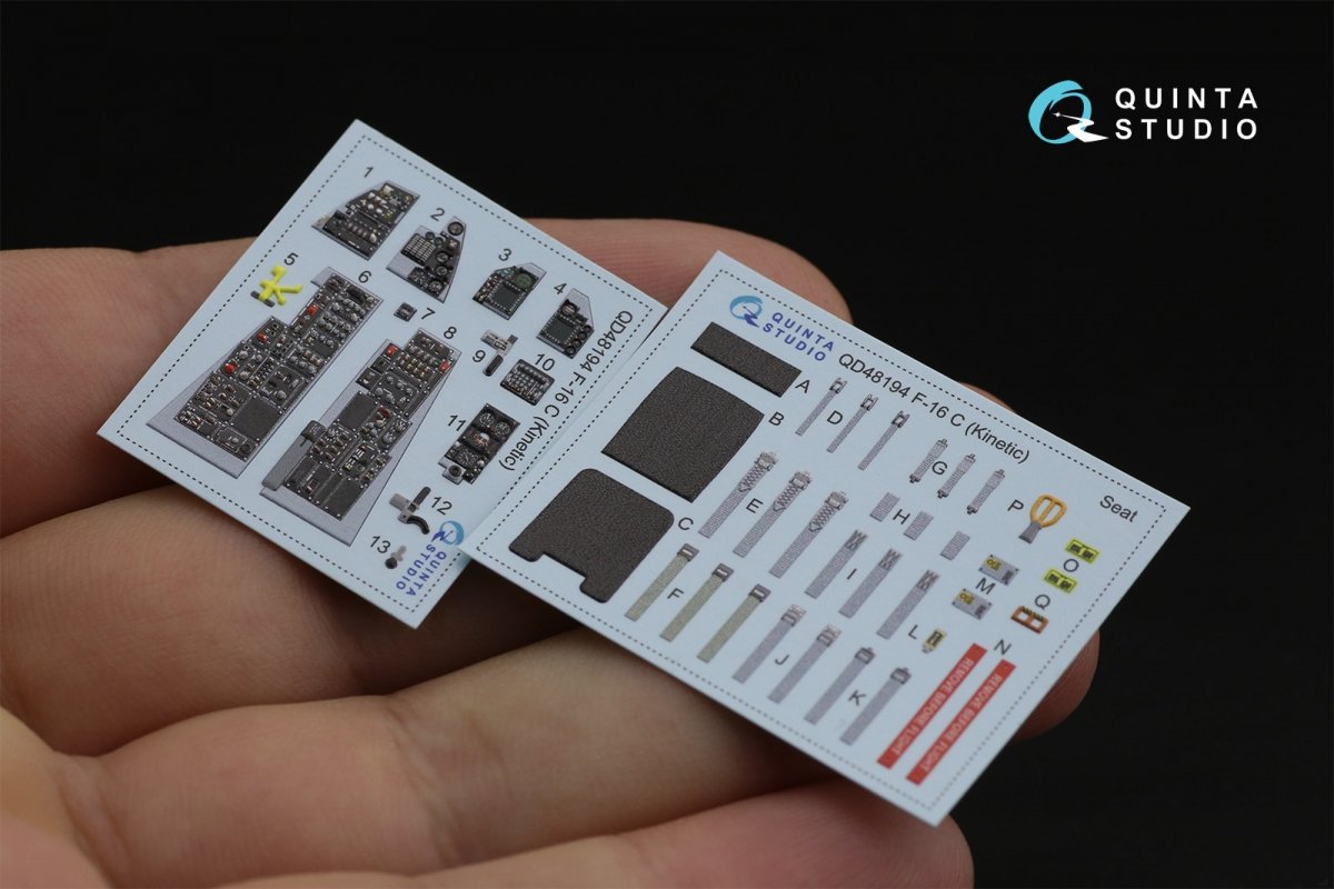 Intérieur imprimé en 3D et coloré sur papier décalcomanie Quinta Studio QD48194 F-16C (pour kit Kinetic) 1/48 – imagen 2