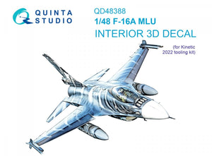 Intérieur imprimé en 3D et coloré sur papier décalcomanie Quinta Studio QD48388 F-16A MLU (Kinetic) à l&amp;#39;échelle 1/48