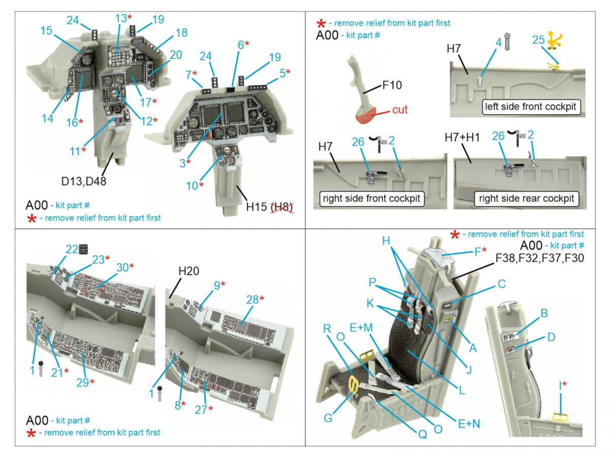 Intérieur imprimé en 3D et coloré pour le F-16D Block 30 de Quinta Studio QD48418 (outillage Kinetic 2022), échelle 1/48 – immagine 2