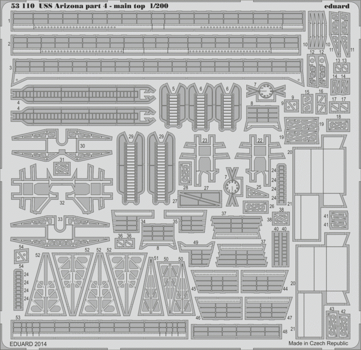 Eduard 53110 USS Arizona partie 4 - partie supérieure principale TRUMPETER 1/200