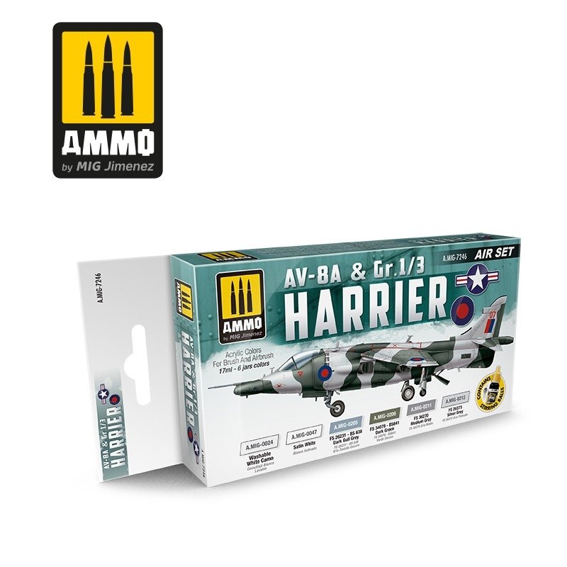 MUNITIONS du Mig Jimenez 7246 AV-8A US MARINES - Gr.1/3 HARRIER UK RAF SET 6x17ml