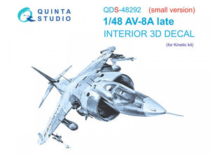 Intérieur imprimé en 3D et coloré sur papier décalcomanie Quinta Studio QDS-48292 AV-8A Late (Kinetic) (Petite version) 1/48
