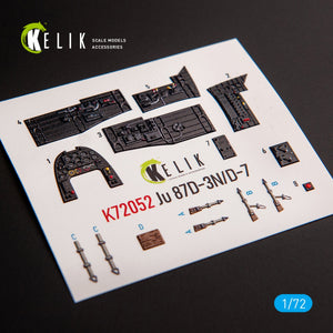 KELIK K72052 JUNKERS JU87D-3N/D-7 - DÉCALCOMANIES 3D INTÉRIEURES POUR MAQUETTE FUJIMI/HOBBY 2000 AU 1/72