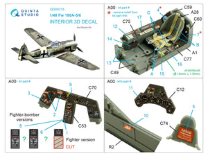 Intérieur imprimé en 3D et coloré sur papier décalcomanie Quinta Studio QD48315 Fw 190A-5/6 (Eduard) 1/48 – imagen 2