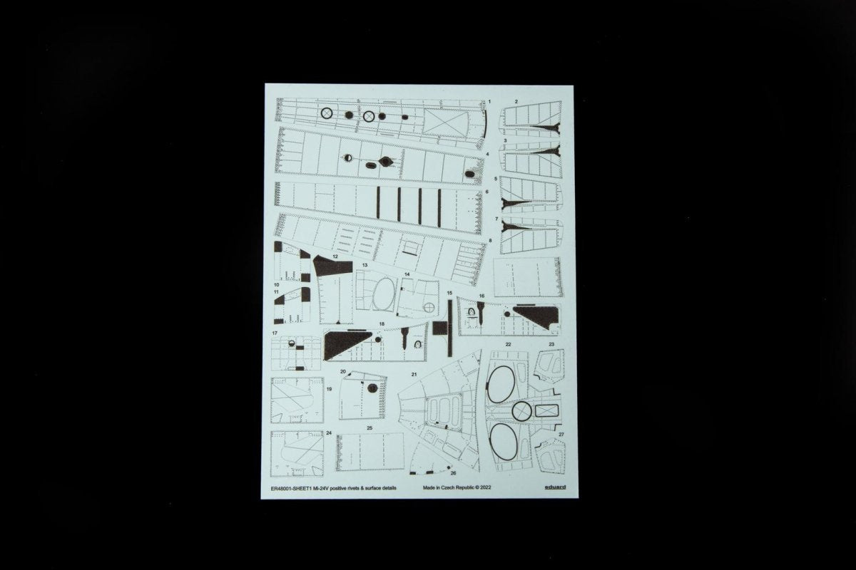 Rivets positifs et détails de surface Eduard ER48001 Mi-24V Zvezda 1/48