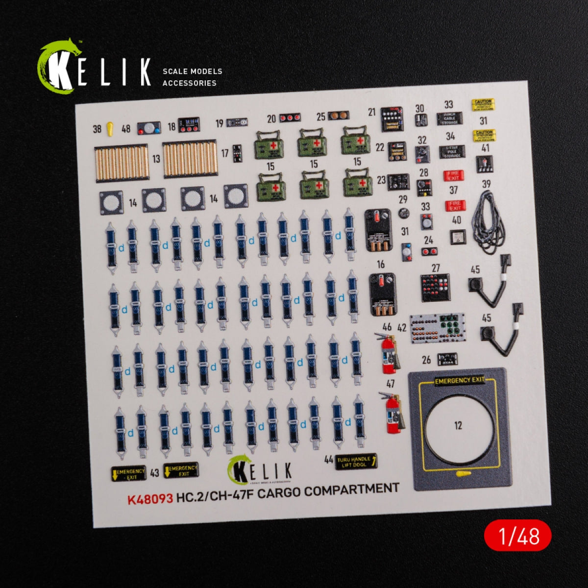 KELIK K48093 CH-47F stickers 3D intérieur pour kit Italeri 1/48 – immagine 2