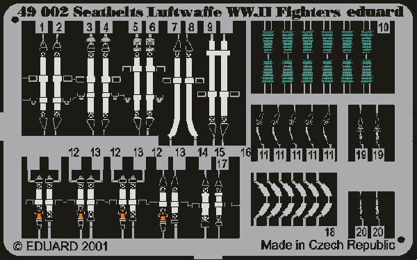 Ceintures de sécurité Eduard 49002 pour avions de chasse de la Luftwaffe (Seconde Guerre mondiale) à l&amp;#39;échelle 1/48