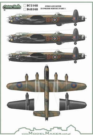 Décalcomanies ModelMaker MD48168 Avro Lancaster en service polonais, partie I, échelle 1/48