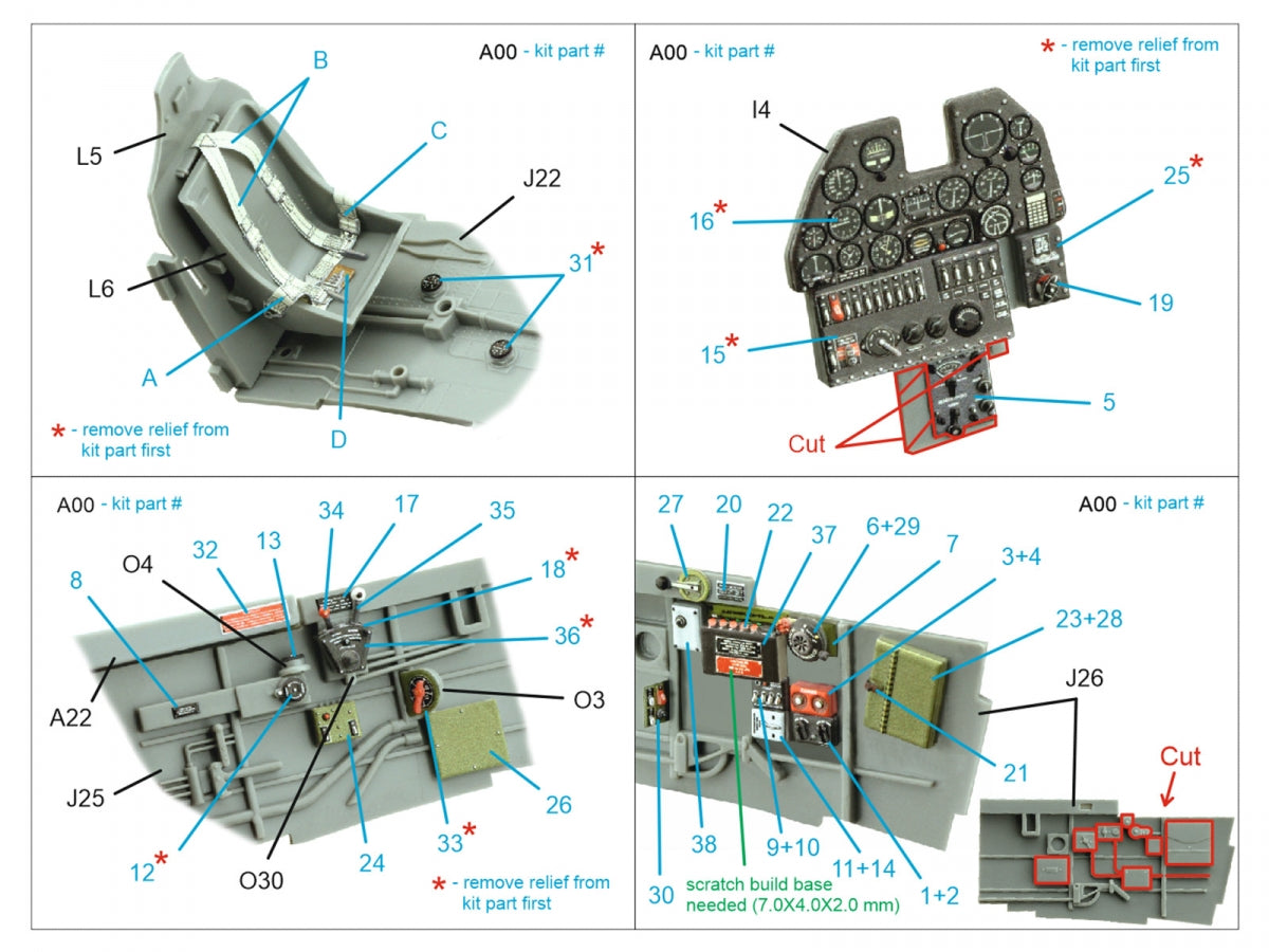 Quinta Studio QD32220 P-40N late 3D-Printed coloured Interior on decal paper (Hasegawa/Eduard) 1/32 – zdjęcie 2