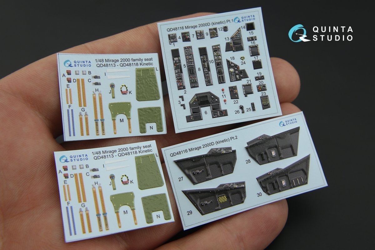 Intérieur imprimé en 3D et coloré sur papier décalcomanie Quinta Studio QD48116 Mirage 2000D (pour kit Kinetic) 1/48 – image 3