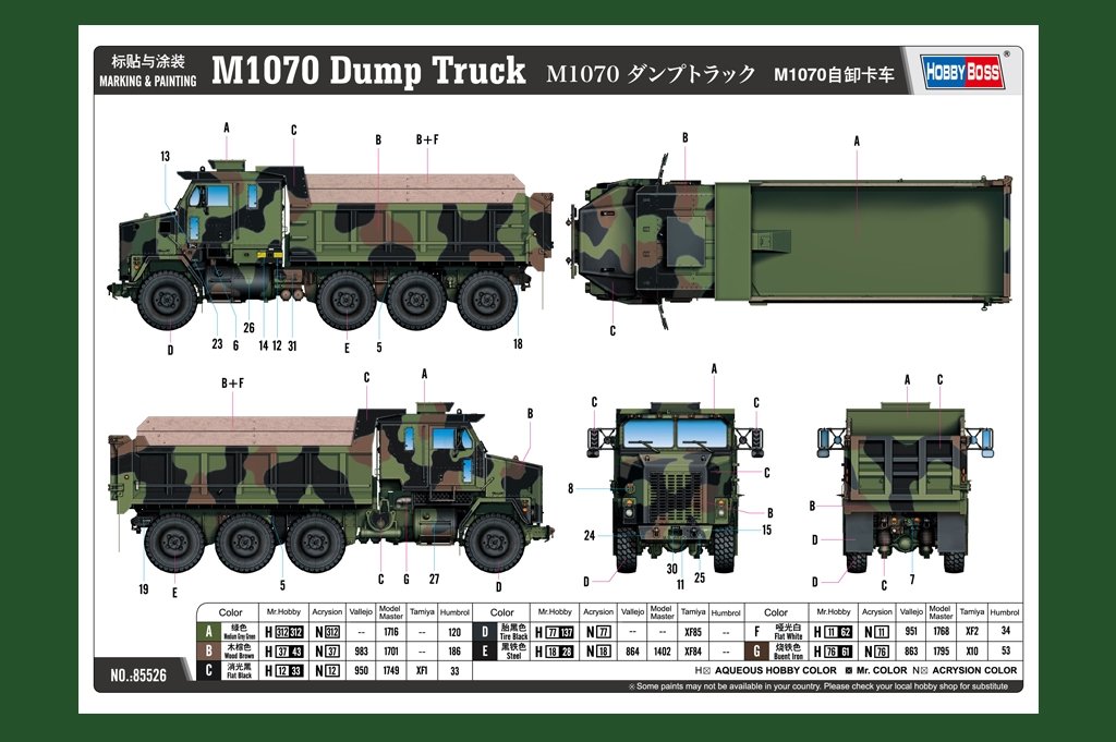 Camion-benne Hobby Boss 85526 M1070, échelle 1/35 – image 4