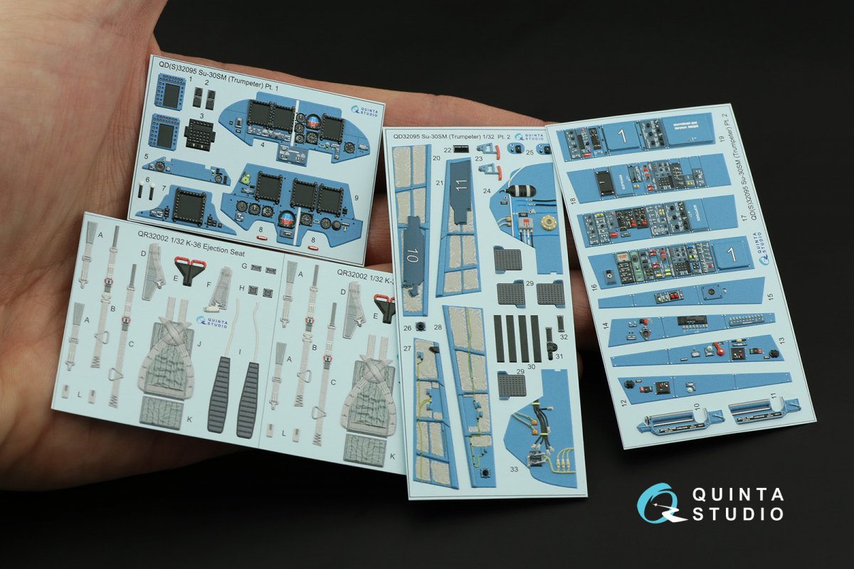 Intérieur imprimé en 3D et coloré sur papier décalcomanie Quinta Studio QD32095 Su-30SM (conversion pour Trumpeter Su-30MKK) 1/32  – immagine 11