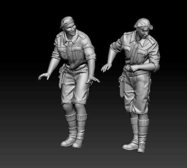 Glowel Miniatures 35918 Équipage de char britannique Afrique du Nord (2 figurines conçues pour le M3 Grant, imprimées en 3D) 1/35