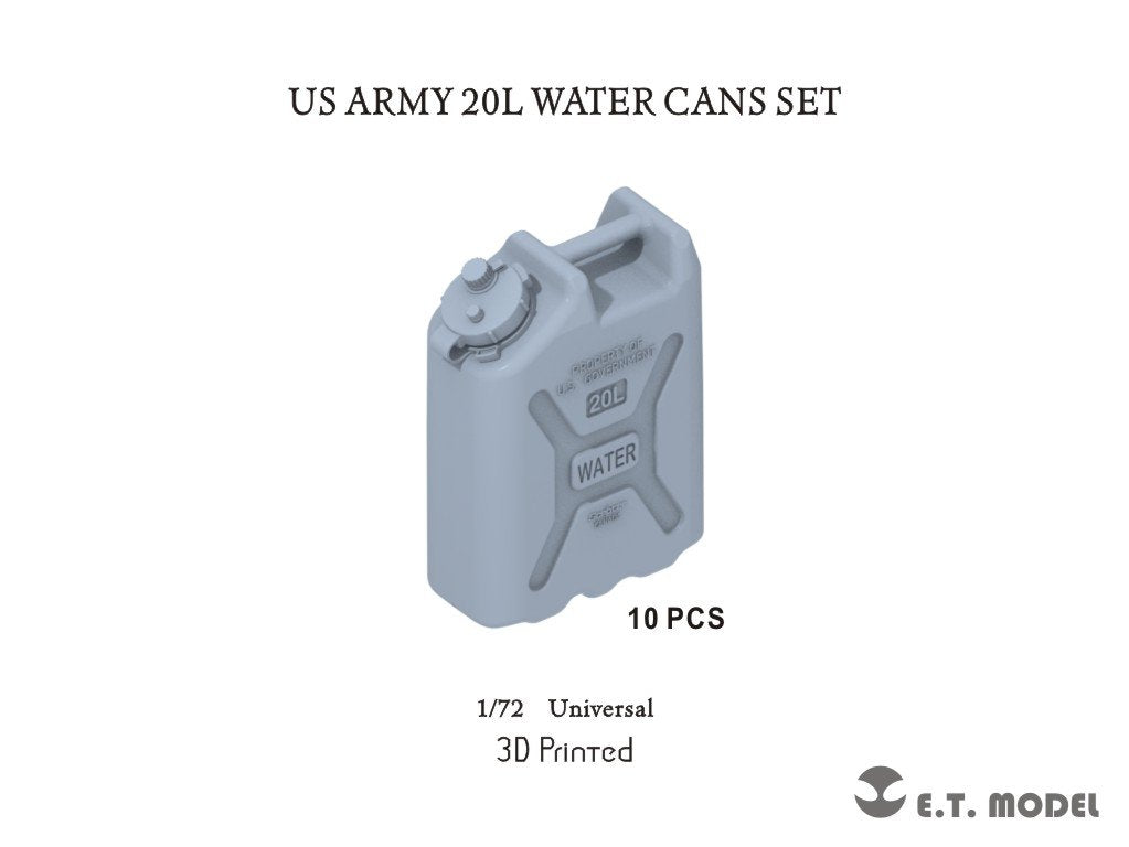Ensemble de bidons d&amp;#39;eau de 20 L de l&amp;#39;armée américaine ET Model P72-003 (impression 3D) à l&amp;#39;échelle 1/72