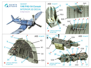 Intérieur imprimé en 3D et coloré sur papier décalcomanie Quinta Studio QD48367 F4U-1A (Magic Factory) 1/48 – immagine 2
