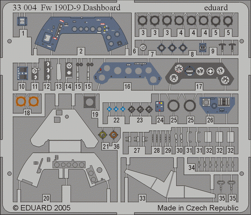 Tableau de bord Eduard 33004 Fw 190D-9 HASEGAWA 1/32