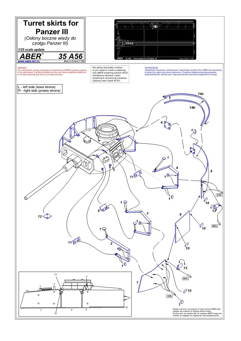 Aber 35A056 Couvercles de tourelle pour PzKpfw III (1/35) – image 4