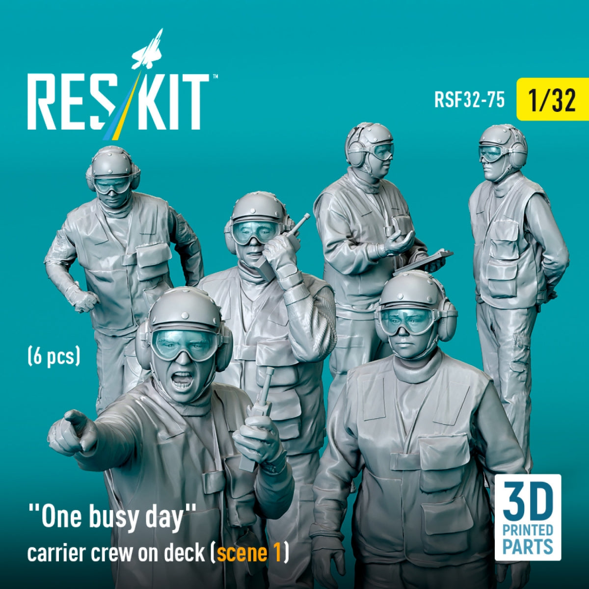 RESKIT RSF32-0075 « Une journée chargée » : l’équipage du porte-avions sur le pont (scène 1) (6 pièces) (Impression 3D) 1/32 – Bild 3
